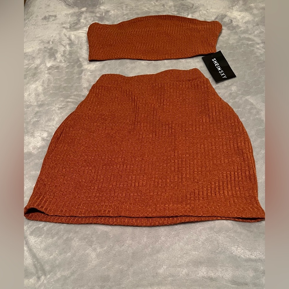 SHEIN Rust Skirt Set